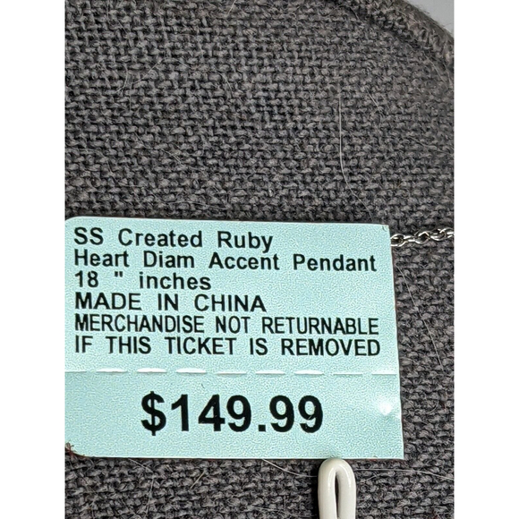 Created Ruby Double Heart Diamond Acc. Pendant 18" Sterling Silver Necklace NWT - Picture 6 of 8